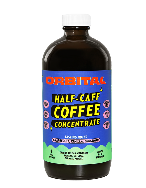 Half-Caff Coffee Cold Brew Concentrate with Grapefruit, Vanilla and Cinnamon Flavor Notes